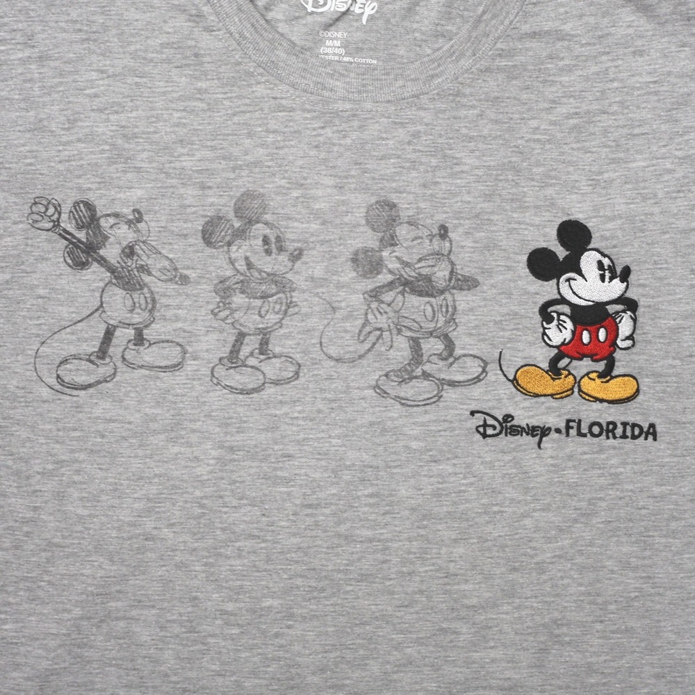 Disney Mickey Mouse Evolution Graphic T-Shirt Mens Medium Gray Good Sketch Fl. - Picture 2 of 9